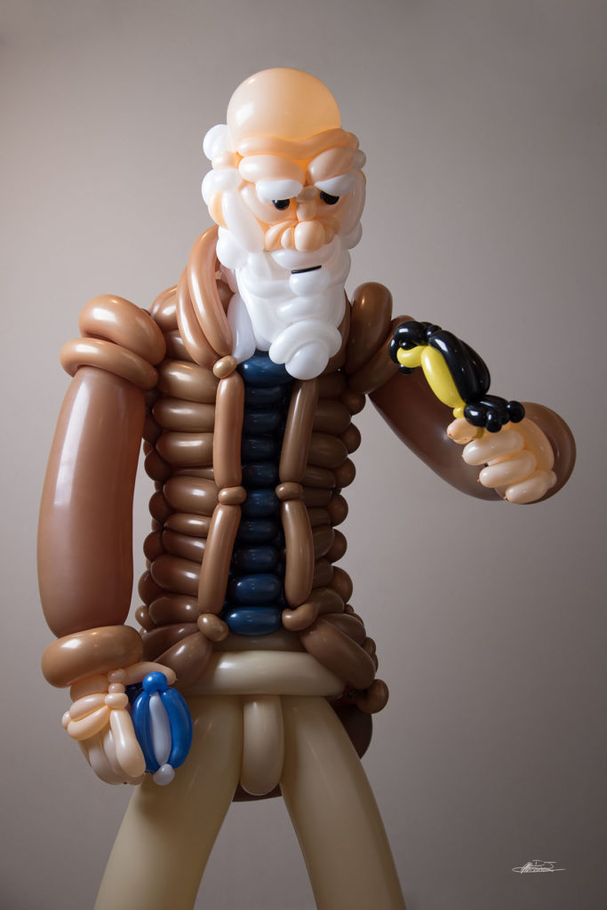 balloon portrait of Charles Darwin