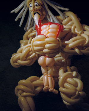 Balloon sculpture recreation of saturn devouring his son