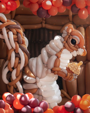 to be balloon sculpture seasons series fall leaves and squirrel with acorn