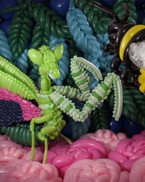 to fight seasons series spring balloon sculpture mantis fighting bumblebee