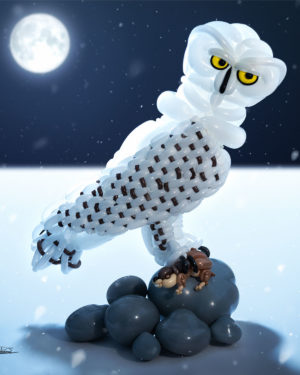 to take seasons series winter balloon sculpture snowy owl capturing lemming